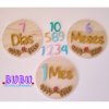 Placas cumplemeses en madera para las fotografias de cada mes del bebé