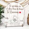 Marco para ecografía con frase personalizada y manitos de familia